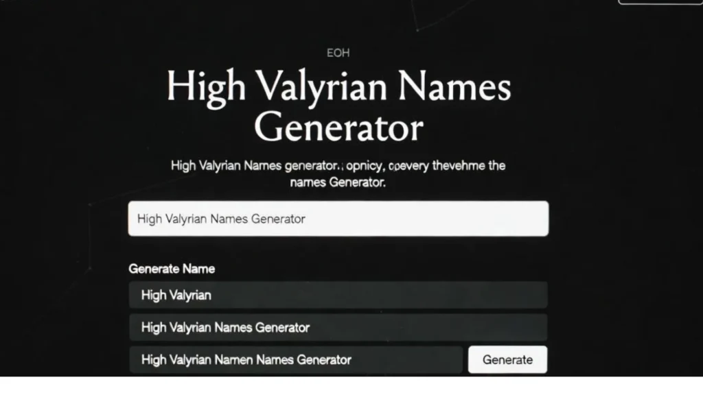 High Valyrian Names Generator