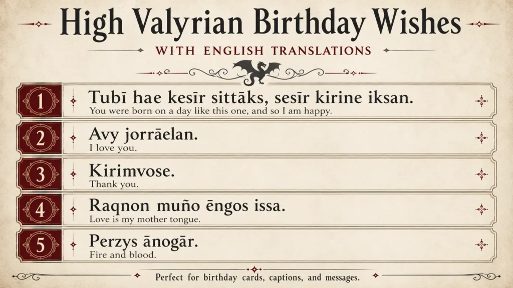 High Valyrian Birthday Wishes With English Meanings 8 Valyrian Birthday Wishes